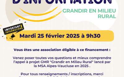 Réunion d’information – Appel à projets “Grandir en Milieu Rural”