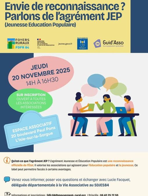 📢 Envie de reconnaissance – Parlons de l’agrément JEP